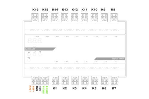 Relais-Aktor, 16-Kanal, DMX/RDM, 16A, 230V
