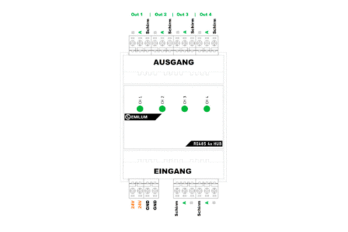 DMX/RDM, RS485, 4-Port Hub/Splitter