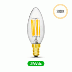 LED-Filament Kerze, 24V, 5W, 3000K, E14 (Adapter E27)